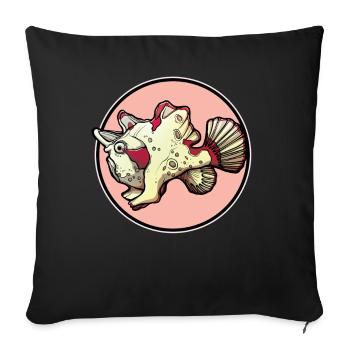 Frogfish Anglerfisch - Sofa pillowcase 17,3'' x 17,3'' (45 x 45 cm) - black - Front