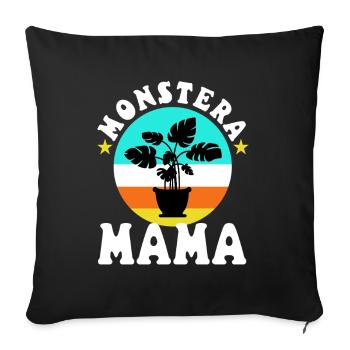 Monstera Mama - Sofa pillowcase 17,3'' x 17,3'' (45 x 45 cm) - black - Front