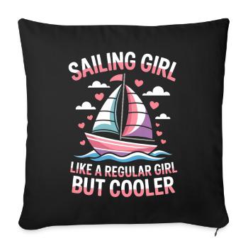 Sailing Saying Girl Sailor Sailing Gift - Sofa pillowcase 17,3'' x 17,3'' (45 x 45 cm) - black - Front