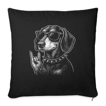 Rock’n’Roll Dachshund – Chien avec style - Housse de coussin décorative 45 x 45 cm - noir - Devant