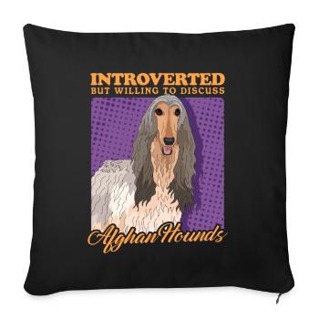 Cadeau pour le propriétaire d’un lévrier afghan - Housse de coussin décorative 45 x 45 cm - noir - Devant