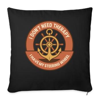 Funny Saying Ship Boat Captain Therapy - Sofa pillowcase 17,3'' x 17,3'' (45 x 45 cm) - black - Front