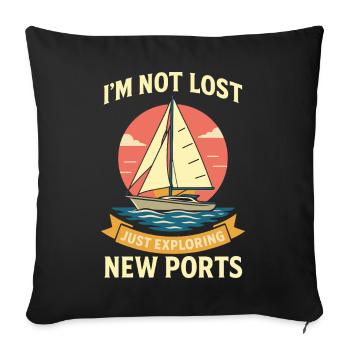 Drôle de dicton : Le capitaine n’est pas perdu et explore simplement - Housse de coussin décorative 45 x 45 cm - noir - Devant