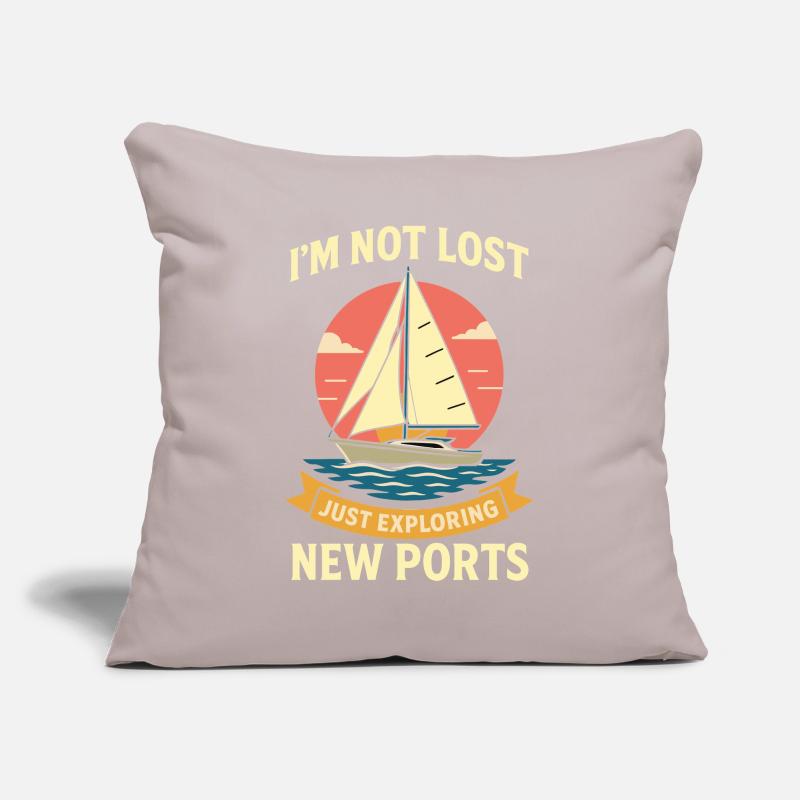 Drôle de dicton : Le capitaine n’est pas perdu et explore simplement Housse de coussin décorative 45 x 45 cm