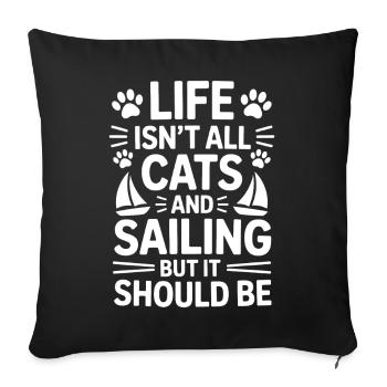 Sailing Saying Cats Sailor Cat Sailing Gift - Sofa pillowcase 17,3'' x 17,3'' (45 x 45 cm) - black - Front