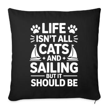 Sailing Saying Cats Sailor Cat Sailing Gift - Sofa pillowcase 17,3'' x 17,3'' (45 x 45 cm) - black - Front