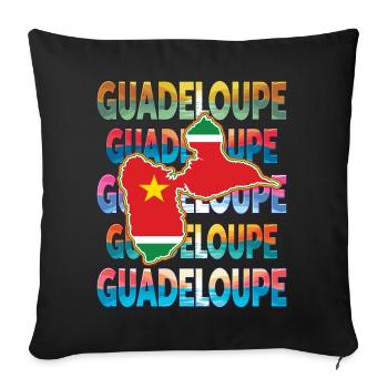 Carte de la guadeloupe - cadeau souvenir 971 gwada - Housse de coussin décorative 45 x 45 cm - noir - Devant