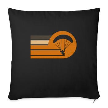 Retro Gleitschirm – Coucher de soleil en parapente - Housse de coussin décorative 45 x 45 cm - noir - Devant