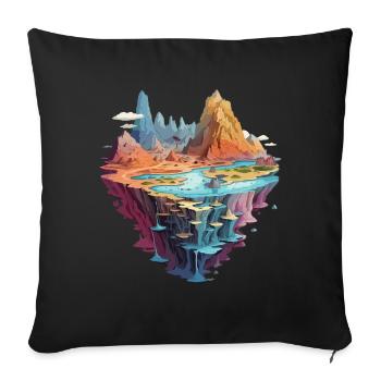 Mystique fantastique monde île aventure paysage - Housse de coussin décorative 45 x 45 cm - noir - Devant