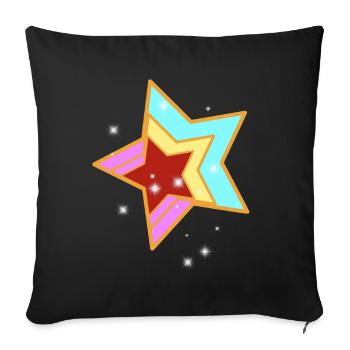 Retro Sterne Vintage 60er 80er - Sofakissenbezug 45 x 45 cm - Schwarz - Vorne