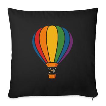 Regenbogen Heißluftballon – Abenteuer Luft - Sofakissenbezug 45 x 45 cm - Schwarz - Vorne