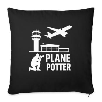 Plane – Flugzeugspotter Design - Sofakissenbezug 45 x 45 cm - Schwarz - Vorne