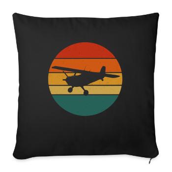 Retro Airplane – Sunset Design - Sofa pillowcase 17,3'' x 17,3'' (45 x 45 cm) - black - Front