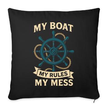 Mon bateau Mes règles Mon Chaos Nautique - Housse de coussin décorative 45 x 45 cm - noir - Devant