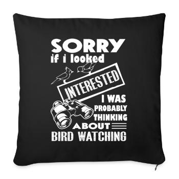Thinking About Bird Watching - Sofa pillowcase 17,3'' x 17,3'' (45 x 45 cm) - black - Front
