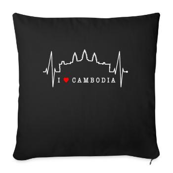 Cambodia Skyline Heartbeat Siem Raep Angkor Wat - Housse de coussin décorative 45 x 45 cm - noir - Devant