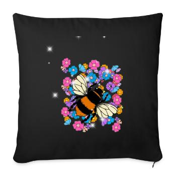 Retro Bee Bees Bumblebee Flower Kids - Sofa pillowcase 17,3'' x 17,3'' (45 x 45 cm) - black - Front