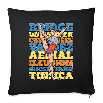 Acro Danse Pont Walkover Roue Gymnastique - Housse de coussin décorative 45 x 45 cm - noir - Devant