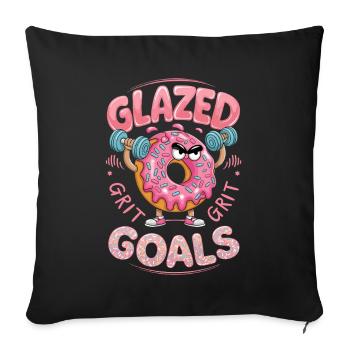 Objectifs à grain glacé Donut motif de fitness - Housse de coussin décorative 45 x 45 cm - noir - Devant