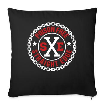Straight Edge Végétalien, Anti-drogue, Punk - Housse de coussin décorative 45 x 45 cm - noir - Devant