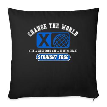Straight Edge Végétalien, Anti-drogue, Punk - Housse de coussin décorative 45 x 45 cm - noir - Devant
