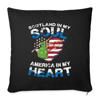 Scotland In My Soul America In My Soul - Sofa pillowcase 17,3'' x 17,3'' (45 x 45 cm) - black - Front