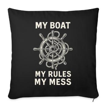 Mon bateau Mes règles Mon Chaos Capitaine Humour - Housse de coussin décorative 45 x 45 cm - noir - Devant
