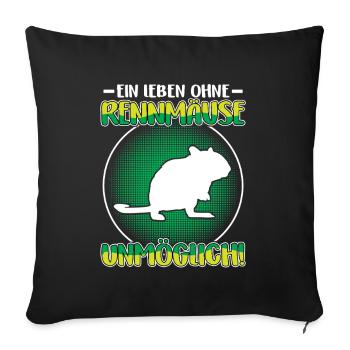 Life without gerbil Rodent Gerbil - Sofa pillowcase 17,3'' x 17,3'' (45 x 45 cm) - black - Front