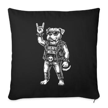 Heavy Metal Rock Musique Drôle Bulldog Design - Housse de coussin décorative 45 x 45 cm - noir - Devant