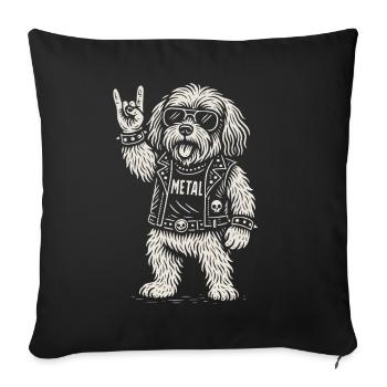 Metal Havanese Dog Rock Music Heavy Metal Funny - Sofa pillowcase 17,3'' x 17,3'' (45 x 45 cm) - black - Front
