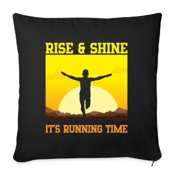 Running Rise & Shine Marathon Runner Cadeau - Housse de coussin décorative 45 x 45 cm - noir - Devant