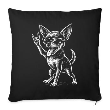 Rock Music, Chihuahua, Dog, Funny, Metal Vibes - Sofa pillowcase 17,3'' x 17,3'' (45 x 45 cm) - black - Front