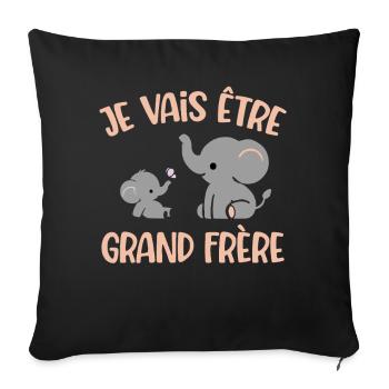 T-shirt Je Vais Être Grand Frère Annonce Bébé - Housse de coussin décorative 45 x 45 cm - noir - Devant