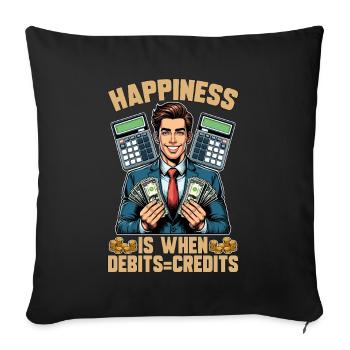 Le bonheur comptable, c’est quand débite Tableur - Housse de coussin décorative 45 x 45 cm - noir - Devant