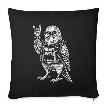Heavy Metal Rock Musique Perruche Drôle - Housse de coussin décorative 45 x 45 cm - noir - Devant