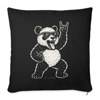 Heavy Metal Panda Rock Music Funny Vibes - Sofa pillowcase 17,3'' x 17,3'' (45 x 45 cm) - black - Front