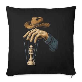 Joueur d’échecs Roi des échecs Marionnette - Housse de coussin décorative 45 x 45 cm - noir - Devant