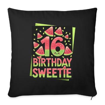 16e anniversaire Watermelon Fun - Housse de coussin décorative 45 x 45 cm - noir - Devant