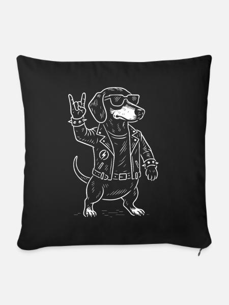 Metal Music Dachshund Rock Musik Funny Heavy Metal - Sofakissenbezug 45 x 45 cm - Schwarz