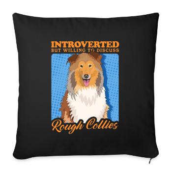 Collie Collie Longhair Dog Rough Collies Cadeau - Housse de coussin décorative 45 x 45 cm - noir - Devant