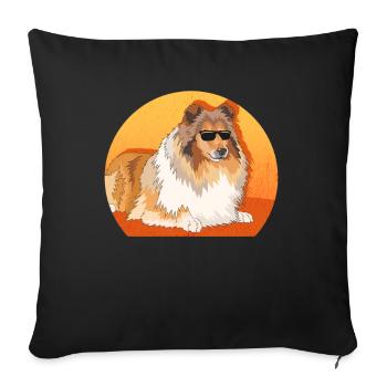 Collie Longhair Collie Rough Collies Gifts - Sofa pillowcase 17,3'' x 17,3'' (45 x 45 cm) - black - Front