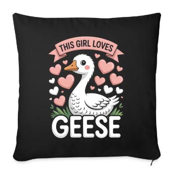 Oie Disant Fille Oies Drôle Oie Cadeau - Housse de coussin décorative 45 x 45 cm - noir - Devant