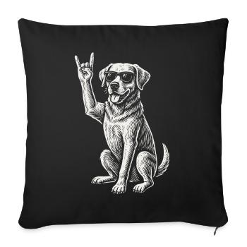 Rock Musique Golden Retriever Drôle Heavy Metal Chien - Housse de coussin décorative 45 x 45 cm - noir - Devant