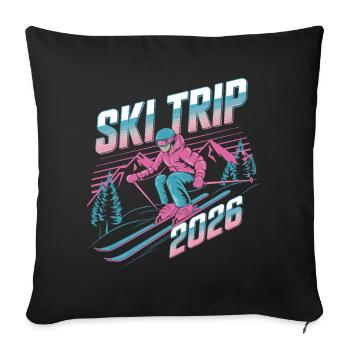 Ski Trip 2026 – Neon Retro Skiing Adventure Design - Sofa pillowcase 17,3'' x 17,3'' (45 x 45 cm) - black - Front