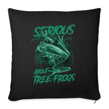Sérieux au sujet des grenouilles arboricoles aux yeux rouges Gardien d’amphibiens - Housse de coussin décorative 45 x 45 cm - noir - Devant