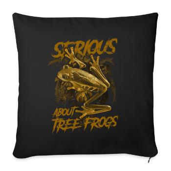 Sérieux au sujet des grenouilles arboricoles aux yeux rouges Gardien d’amphibiens - Housse de coussin décorative 45 x 45 cm - noir - Devant