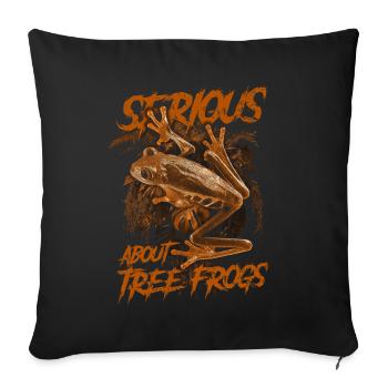 Sérieux au sujet des grenouilles arboricoles aux yeux rouges Gardien d’amphibiens - Housse de coussin décorative 45 x 45 cm - noir - Devant