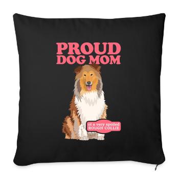 Collie Maman Collie à poil long Rough Collies Cadeau - Housse de coussin décorative 45 x 45 cm - noir - Devant