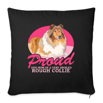 Collie Maman Collie à poil long Rough Collies Cadeaux - Housse de coussin décorative 45 x 45 cm - noir - Devant