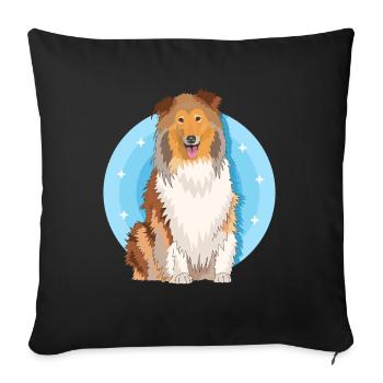 Collie Collie à poil long Rough Collies Cadeau - Housse de coussin décorative 45 x 45 cm - noir - Devant